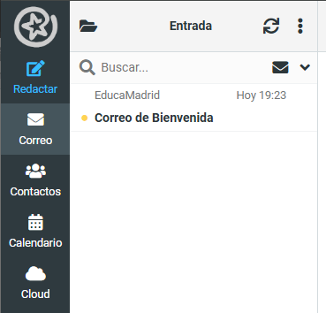 Carpeta de entrada de correos de EducaMadrid.