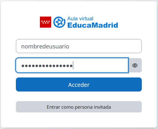 Ventana para identificarse en las Aulas Virtuales.