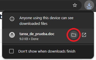 Mostrar ubicación de archivo del navegador.