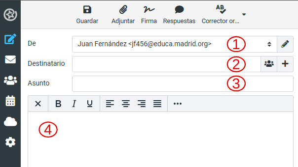 Ventana redactar correo electrónico.