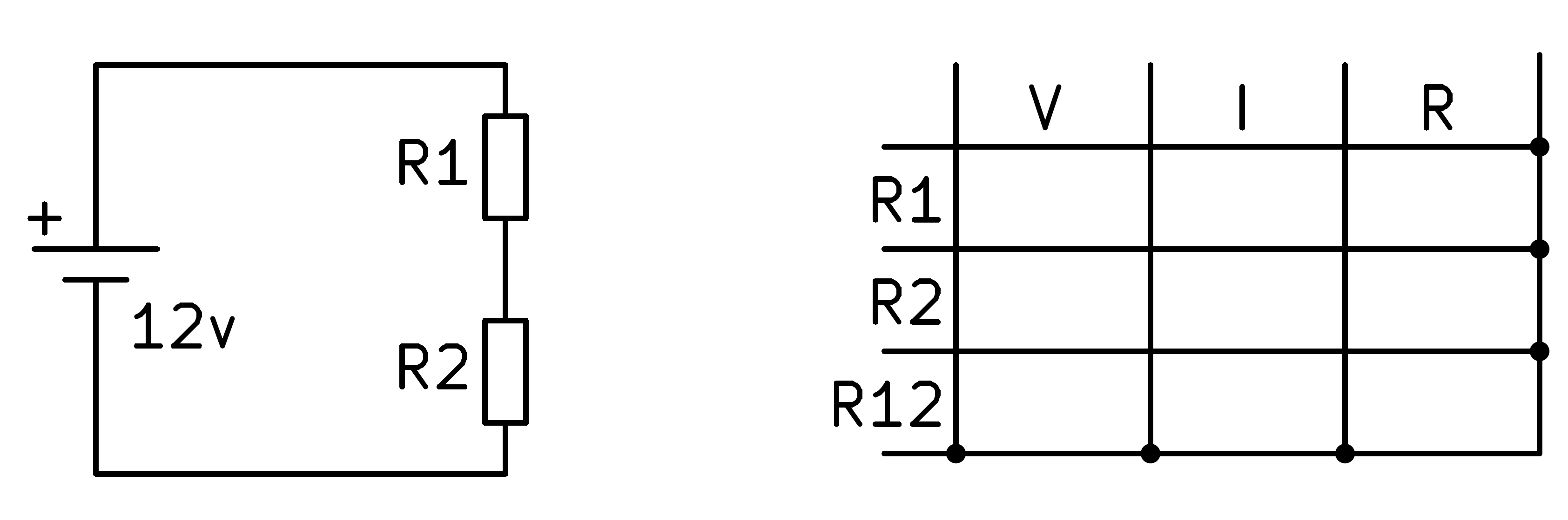 Circuito divisor de tensión con dos resistencias desconocidas.