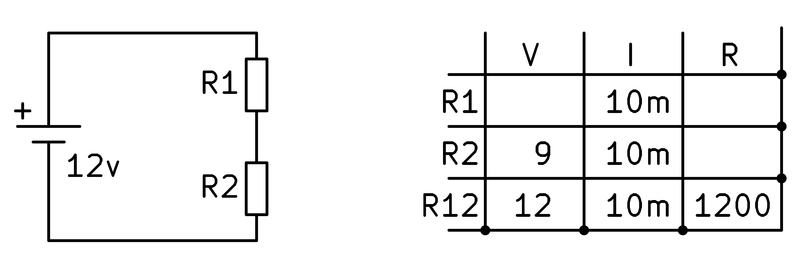 Circuito divisor de tensión con dos resistencias desconocidas.