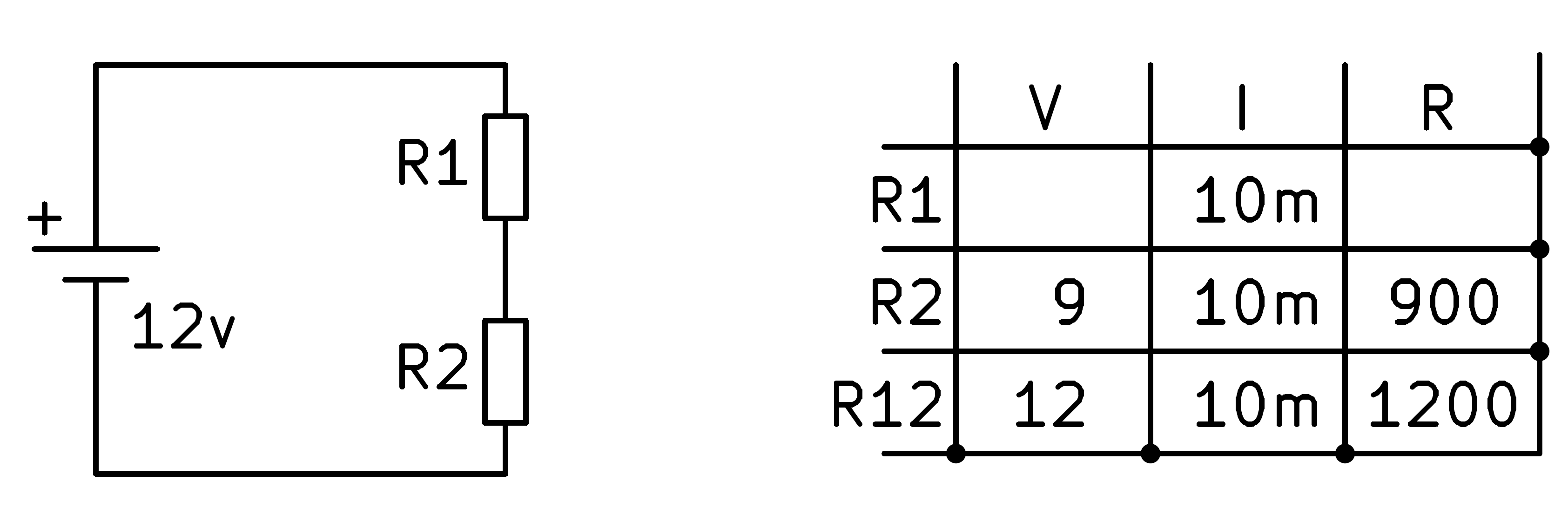 Circuito divisor de tensión con dos resistencias desconocidas.