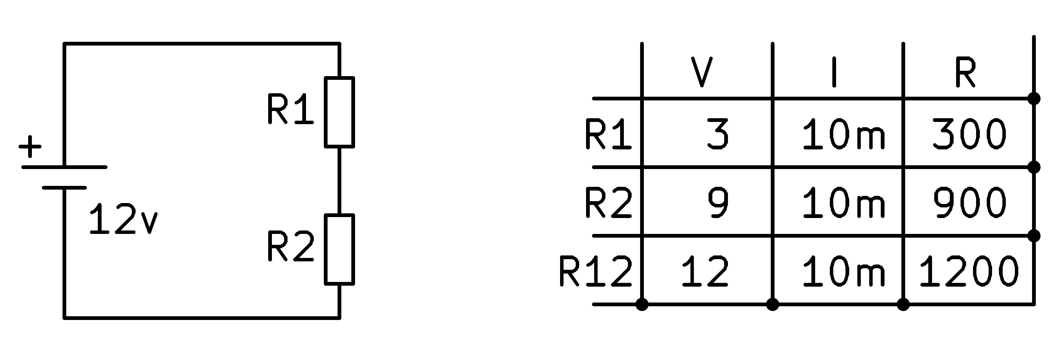 Circuito divisor de tensión con dos resistencias desconocidas.