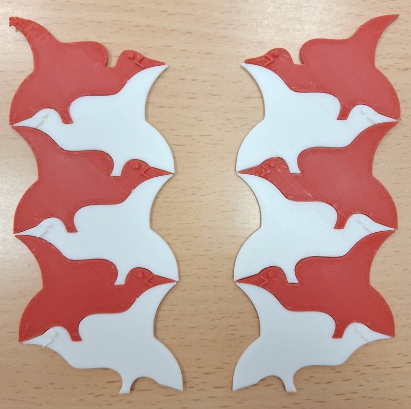 Teselado de pajaros impreso en 3D.