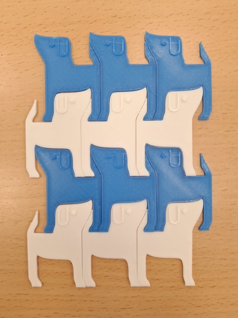 Teselado de perros impreso en 3D.
