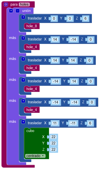 Programa de la pieza de sujeción para tubo en 3D.