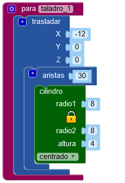 Programa de la arandela en 3D.