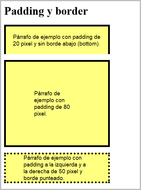 Resultado de visualizar los ficheros css-padding-border.html y css-padding-border.css en un navegador