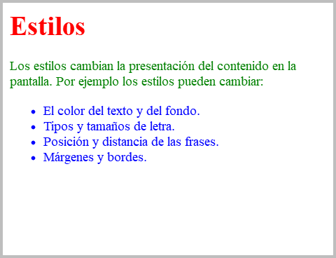 Resultado de visualizar los ficheros css-style.html y css-style.css en un navegador