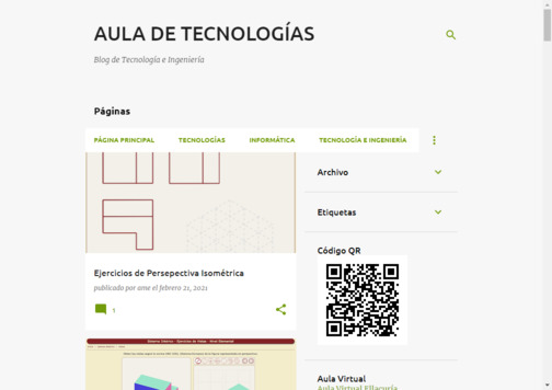 Screenshot de la página web Aula de Tecnologías.